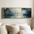 Muted Heron Long Horizontal Skinny Framed Canvas