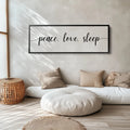 Guest Room Bedroom Large Above Bed Wall Art 'Peace Love Sleep'