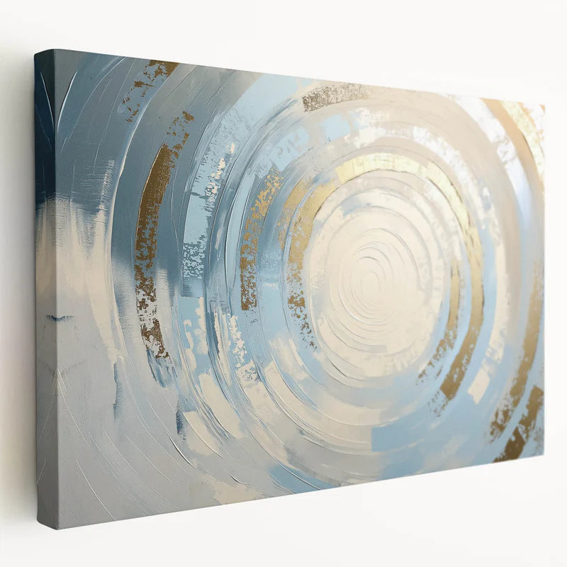 Large Bedroom Wall Decor – Gold & Blue Acrylic and Canvas Art